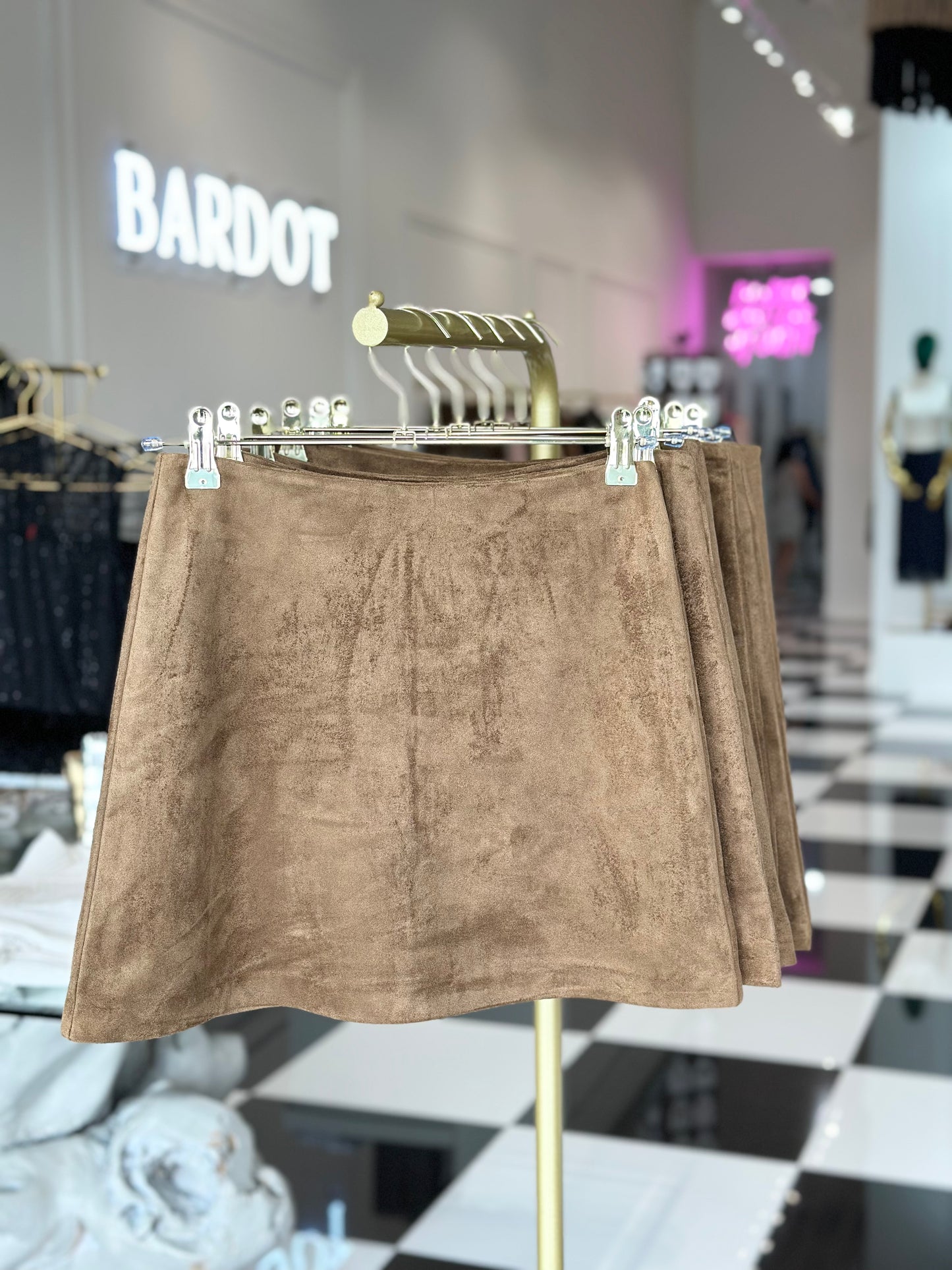 Ciera caramel suede mini skirt