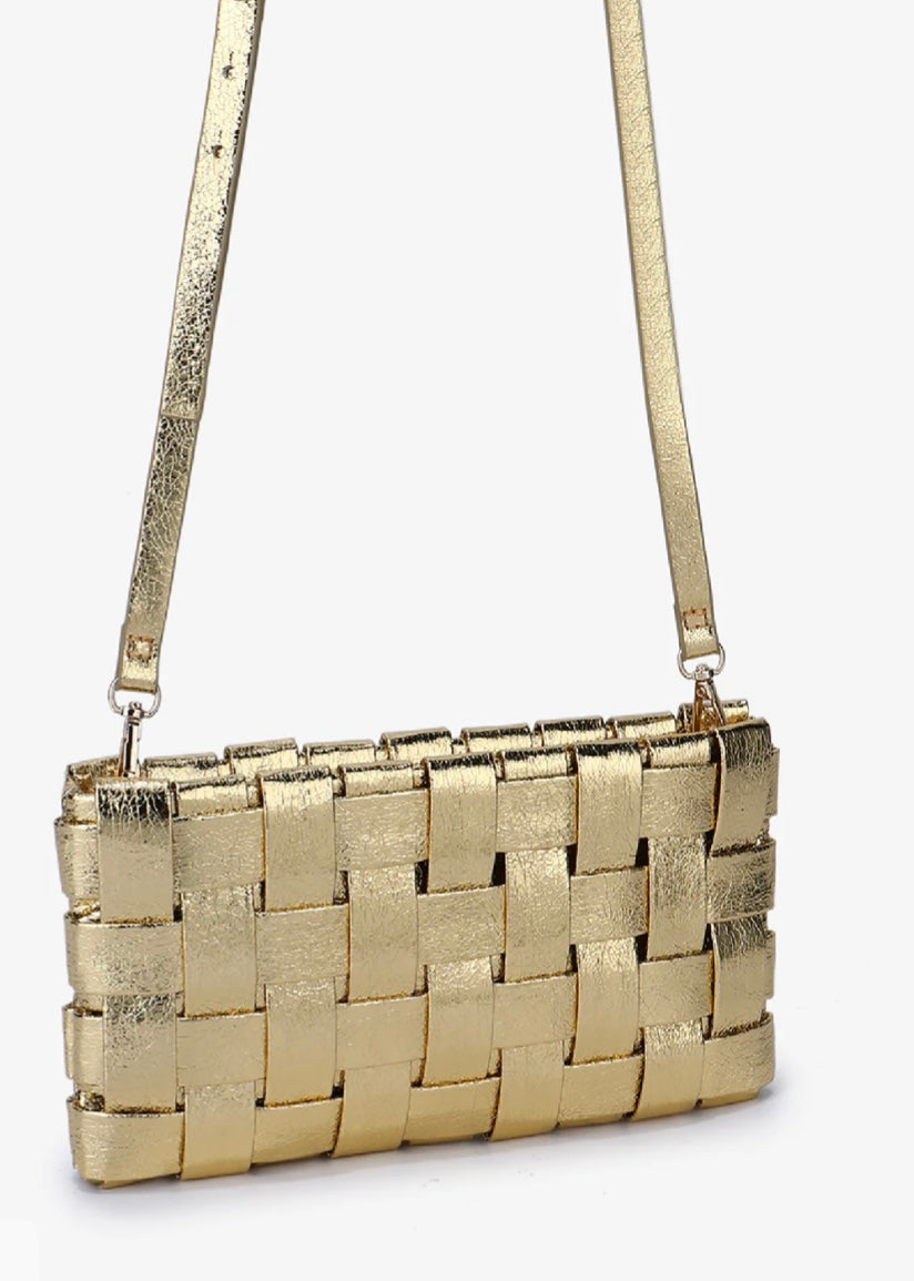 Lindy woven small clutch