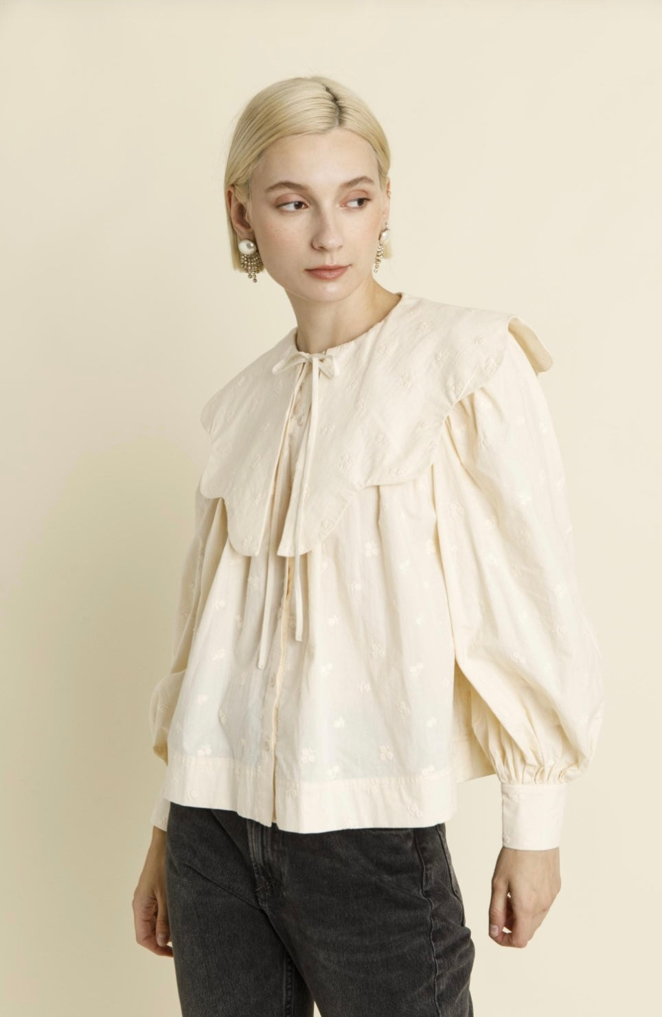 Scallop collar blouse