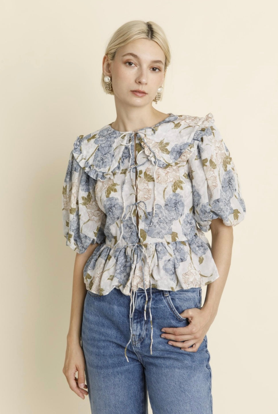 Blue peony blouse