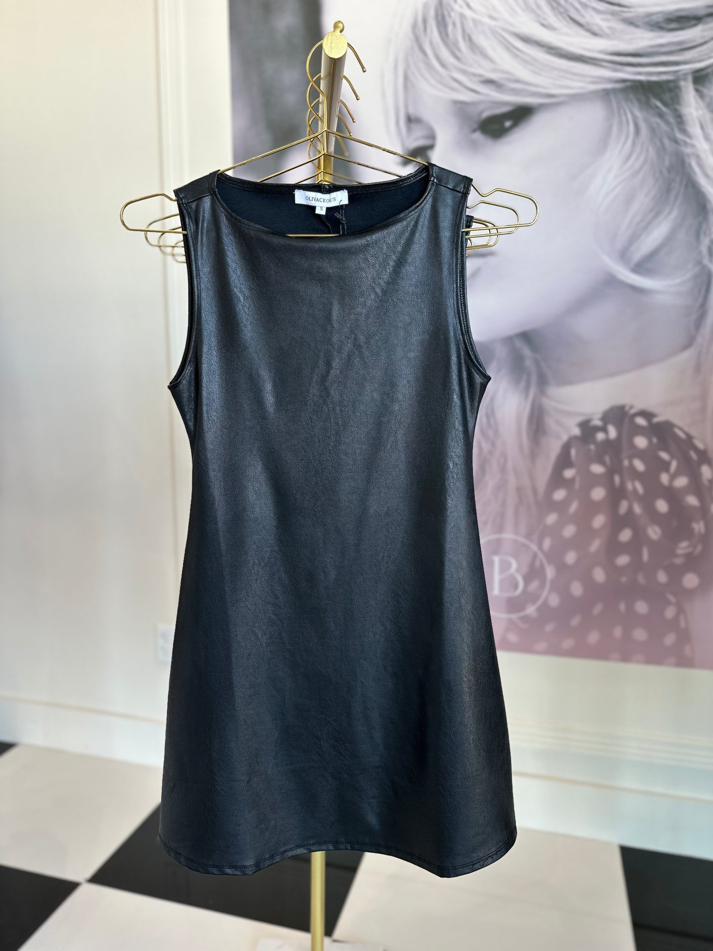 Leatherette black mini dress FINAL SALE