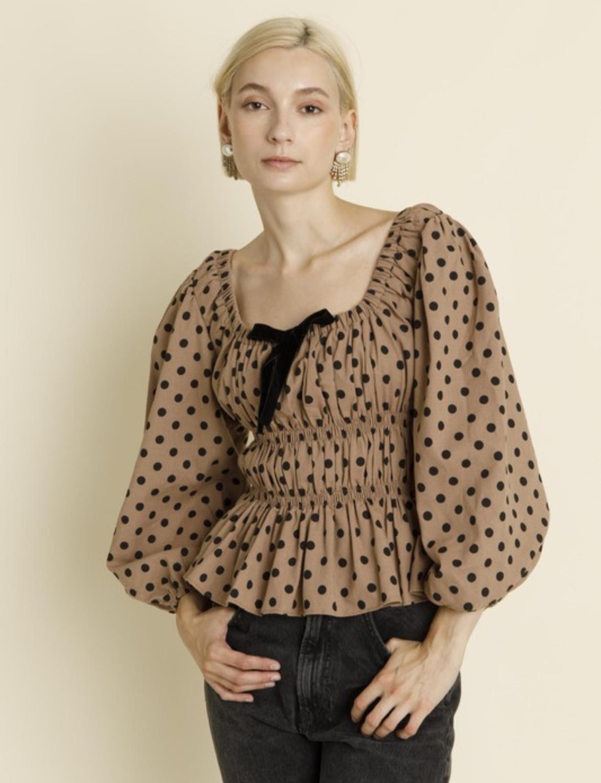 Polka dot long sleeve top