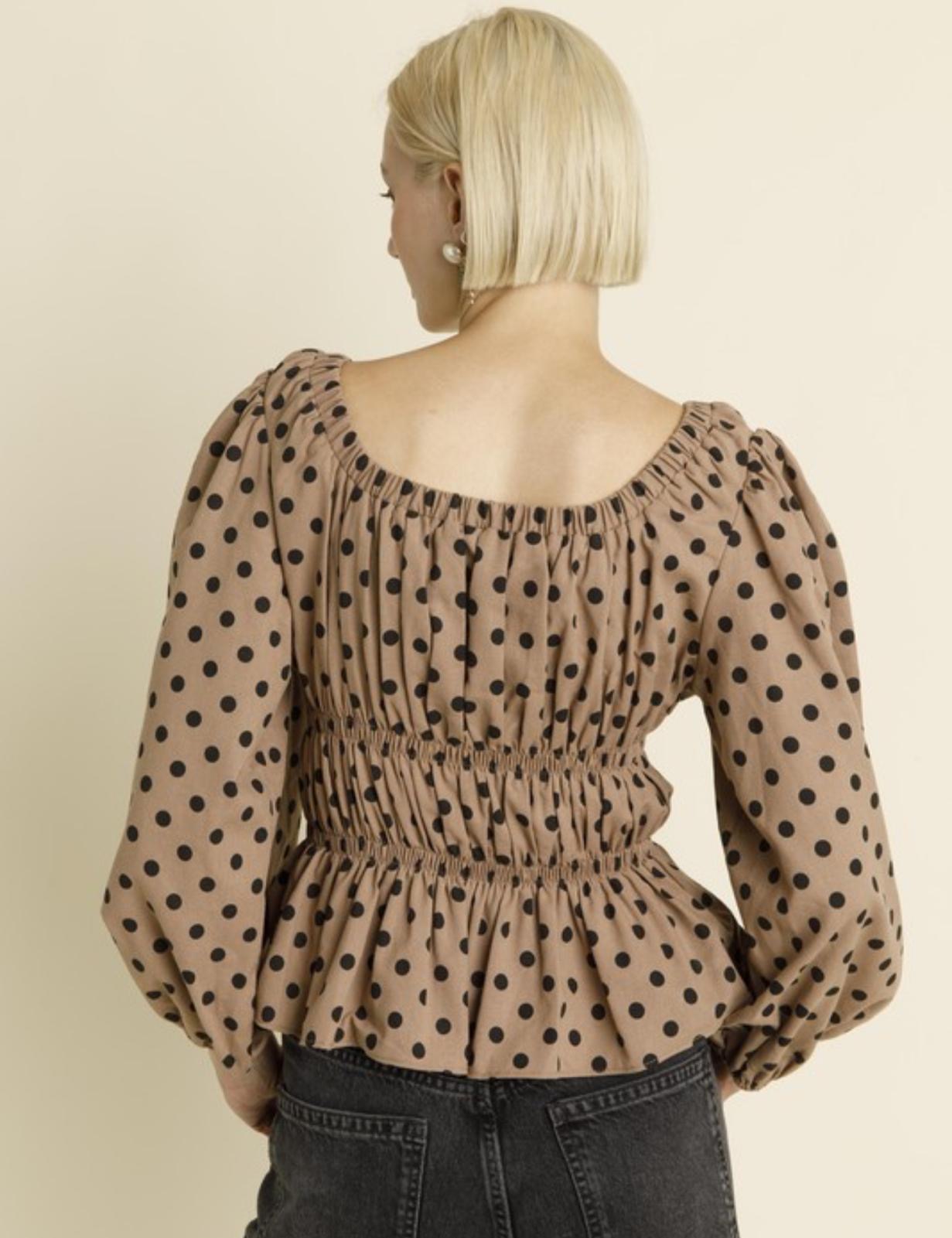 Polka dot long sleeve top