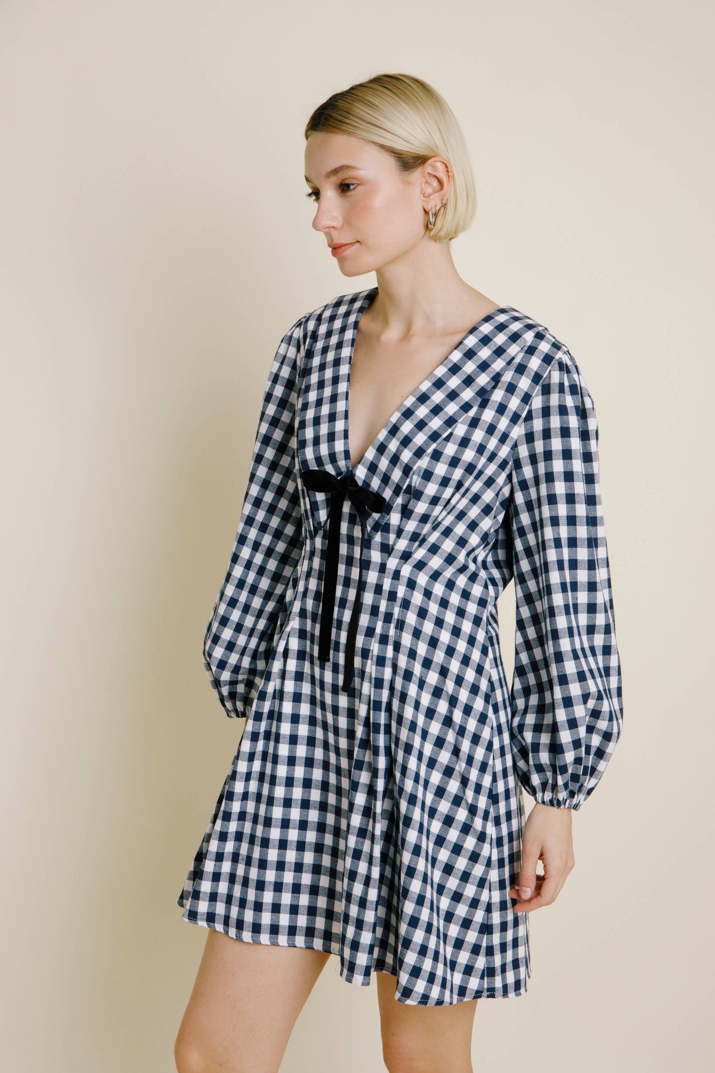 Gingham collar dress