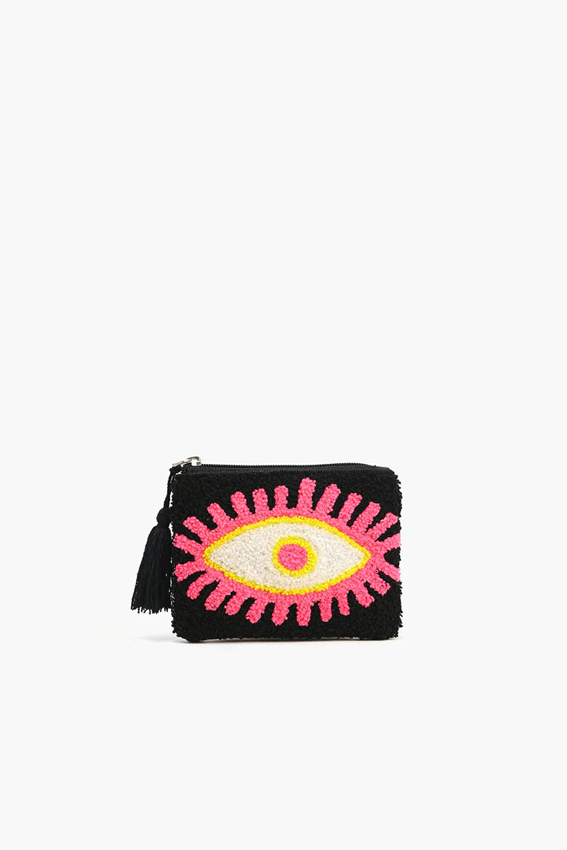 Blazing evil eye coin pouch