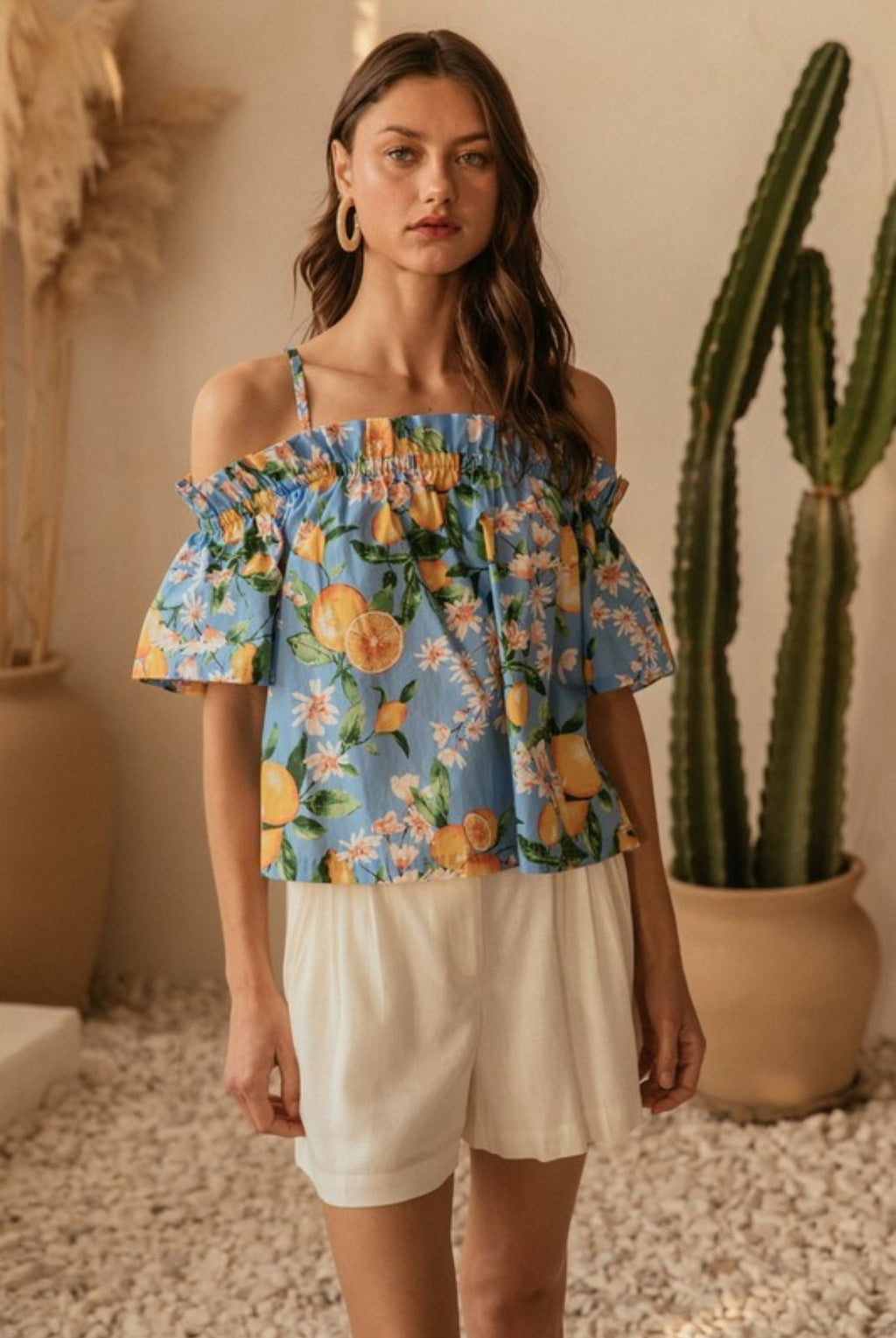 Off shoulder flower blouse FINAL SALE