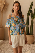 Off shoulder flower blouse FINAL SALE