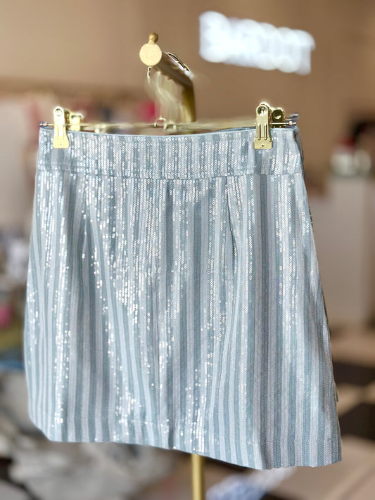 Light blue sequined mini skirt