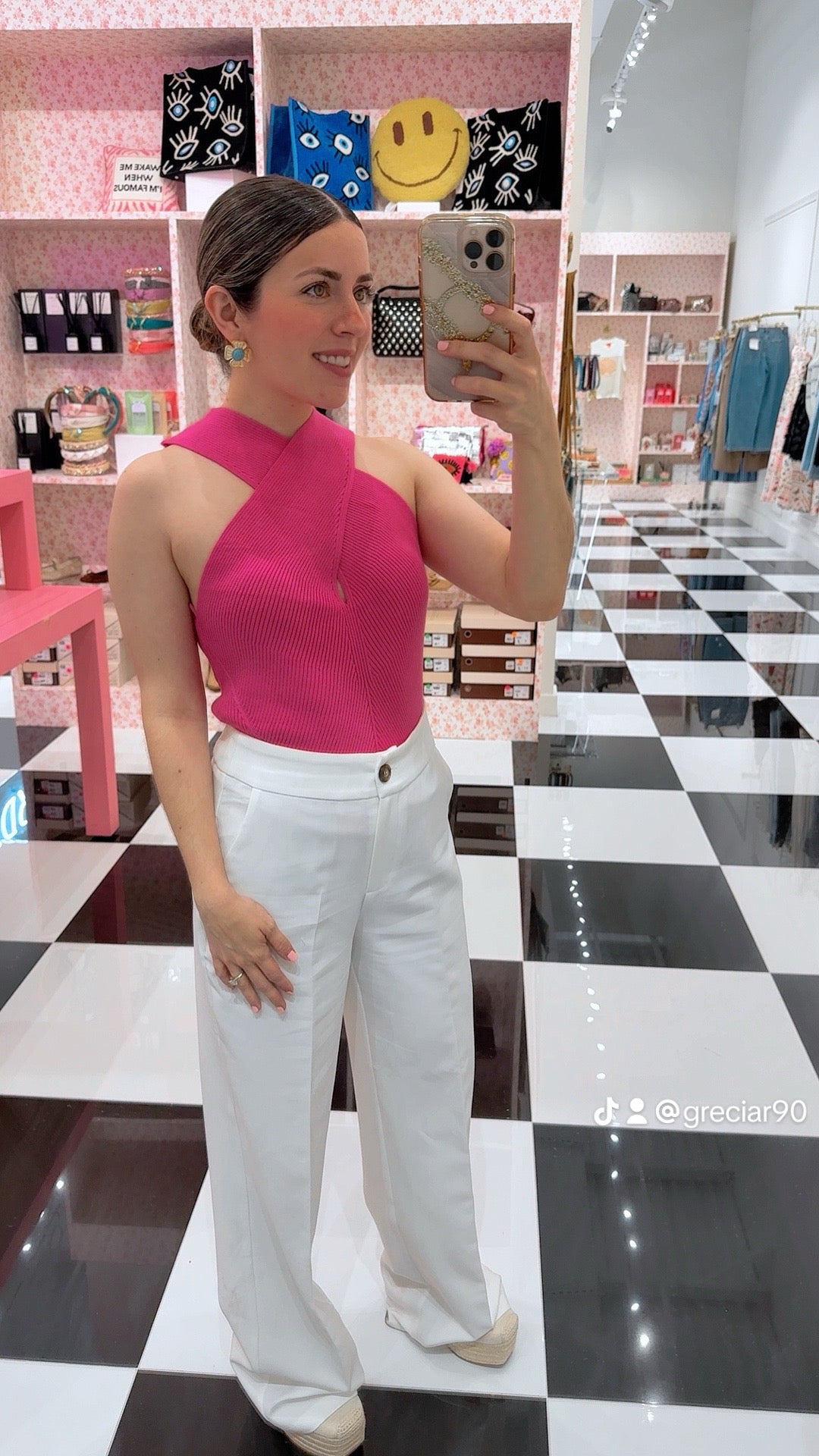 CROSS FRONT HALTER NECK KNIT TOP