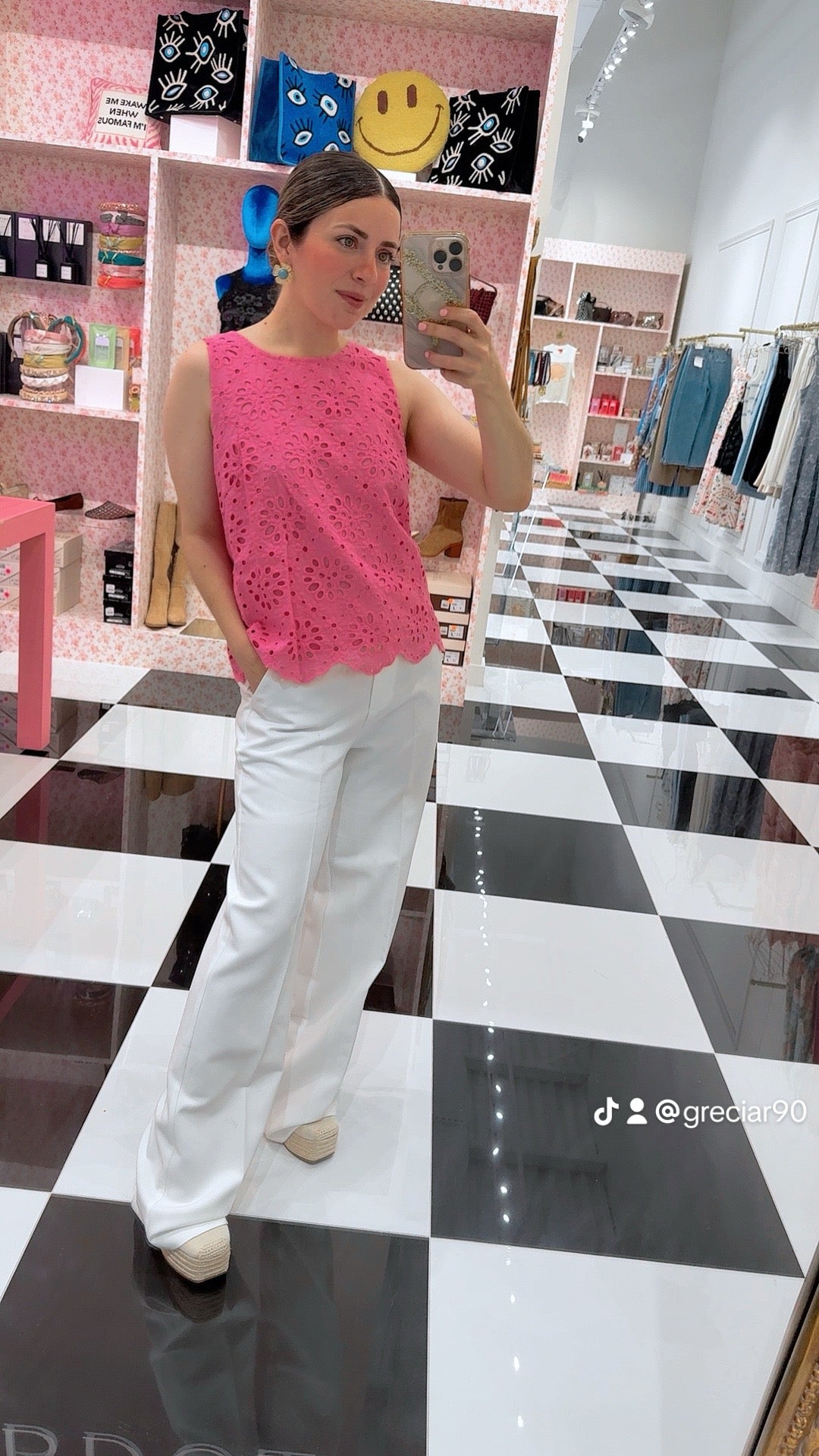 FLORAL EYELET LACE SLVL TOP