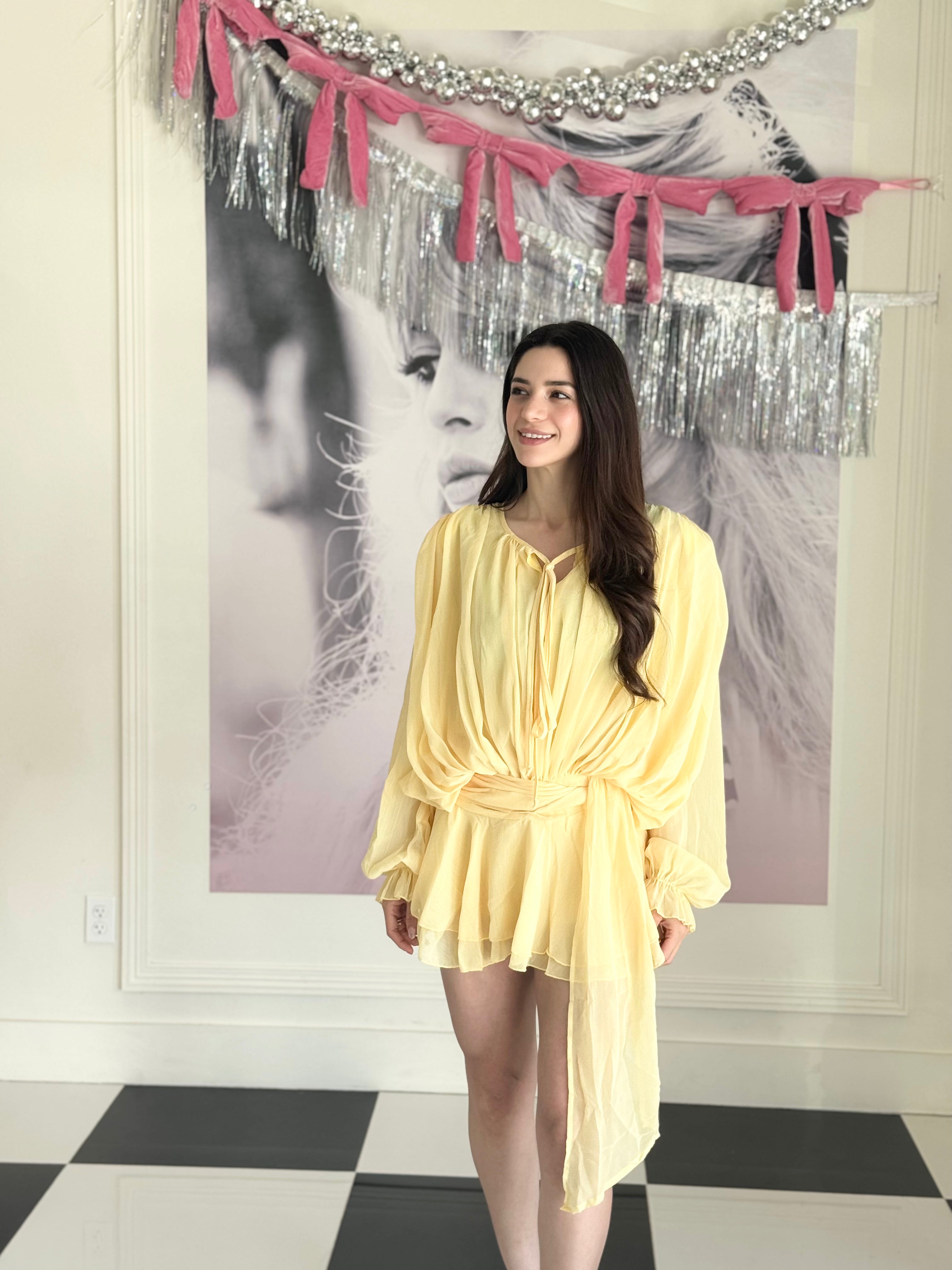 CAROLINE RUFFLE MINI DRESS