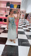 Gloria Floral Sheer Waist Tie Midi Dress