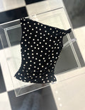 ERICKA POLKA  DOT ASYMMETRICAL TWIST DETAIL MESH KNIT TOP