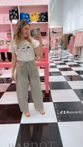 DONNA MINI CHECKER PATTERN BARREL PANTS