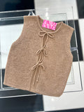 DEBORAH FRONT TIE SLEEVELESS KNIT CARDIGAN
