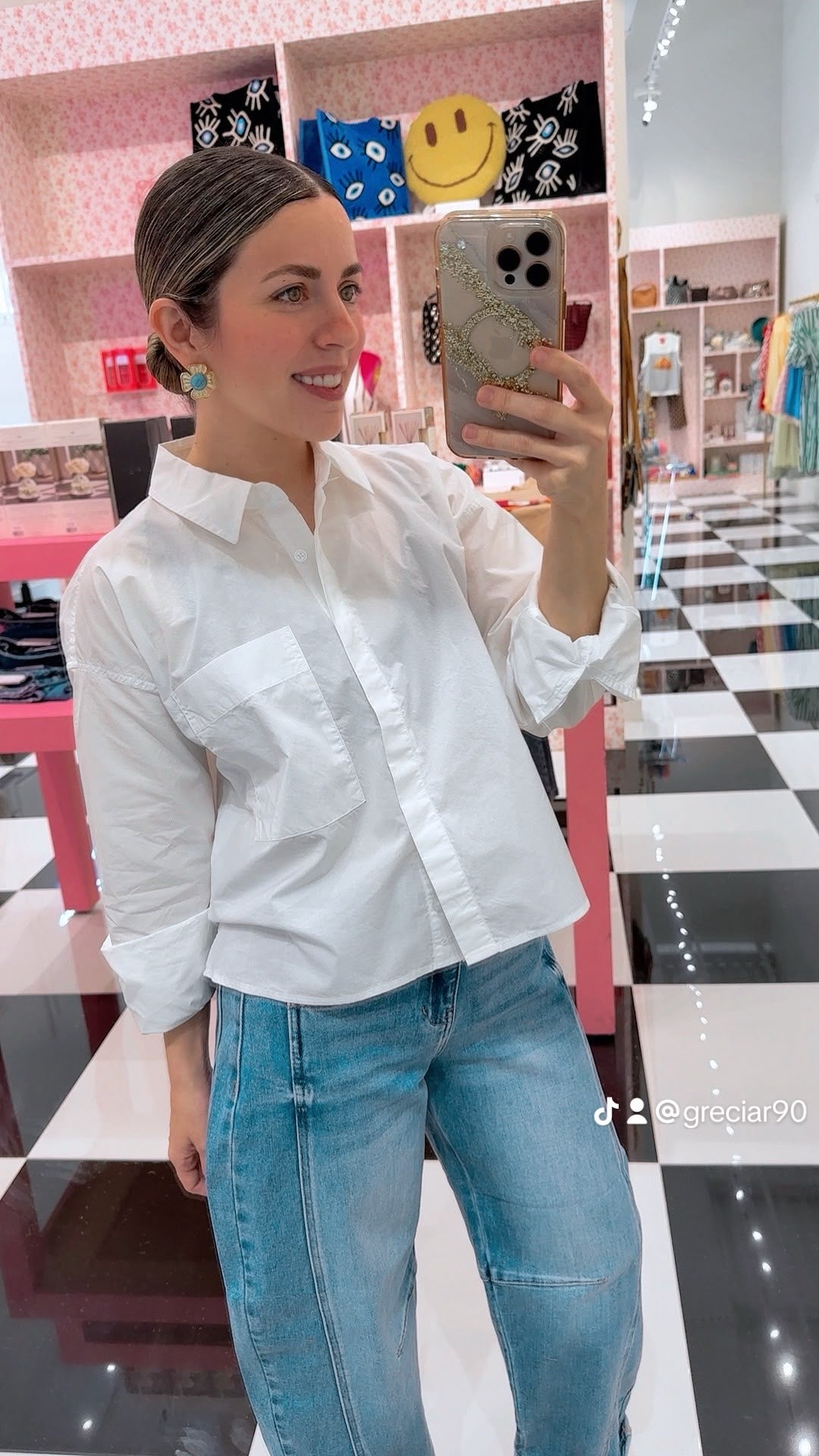 Favorite button up top white