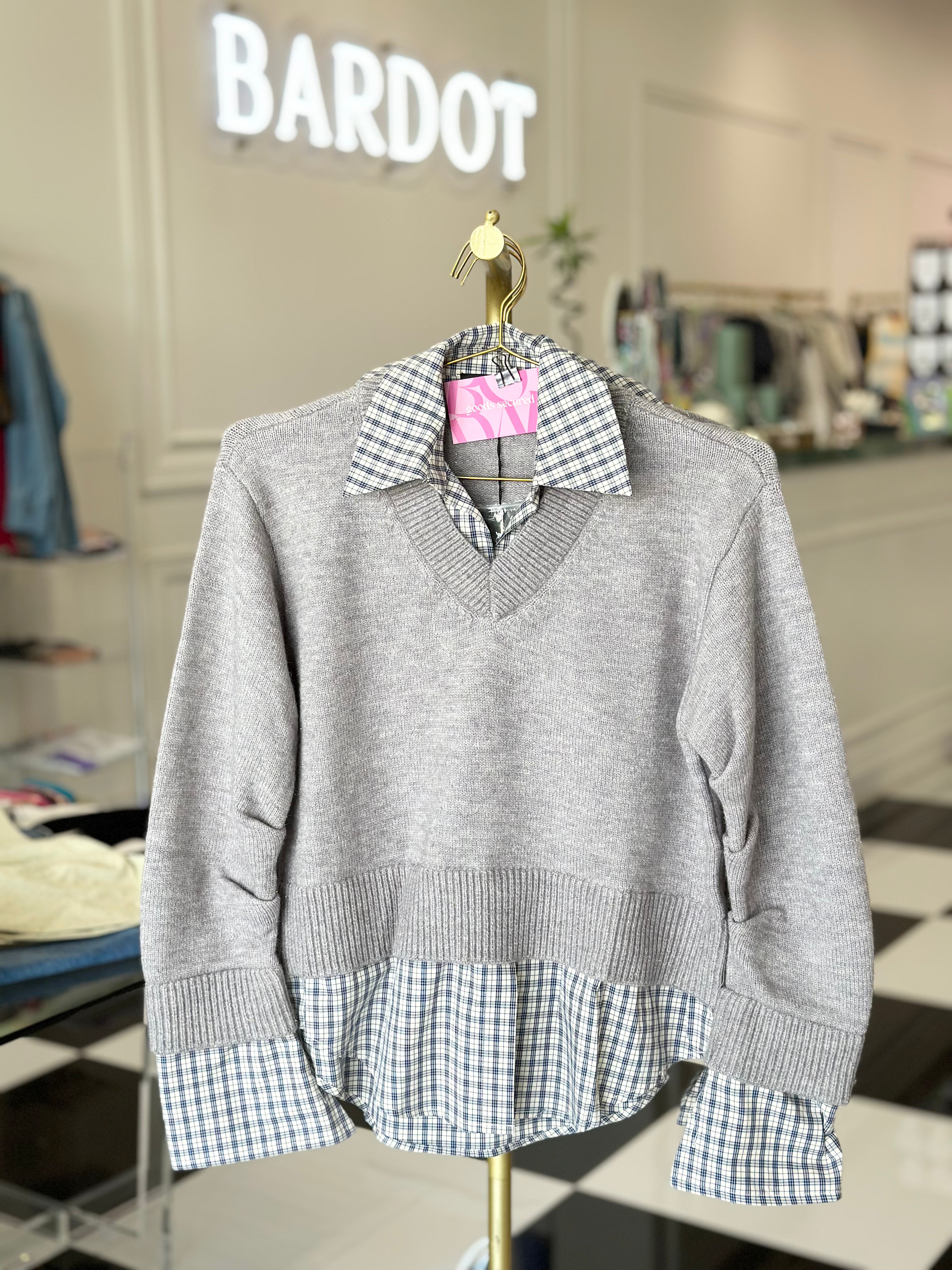 Madison mixed media knit sweater top