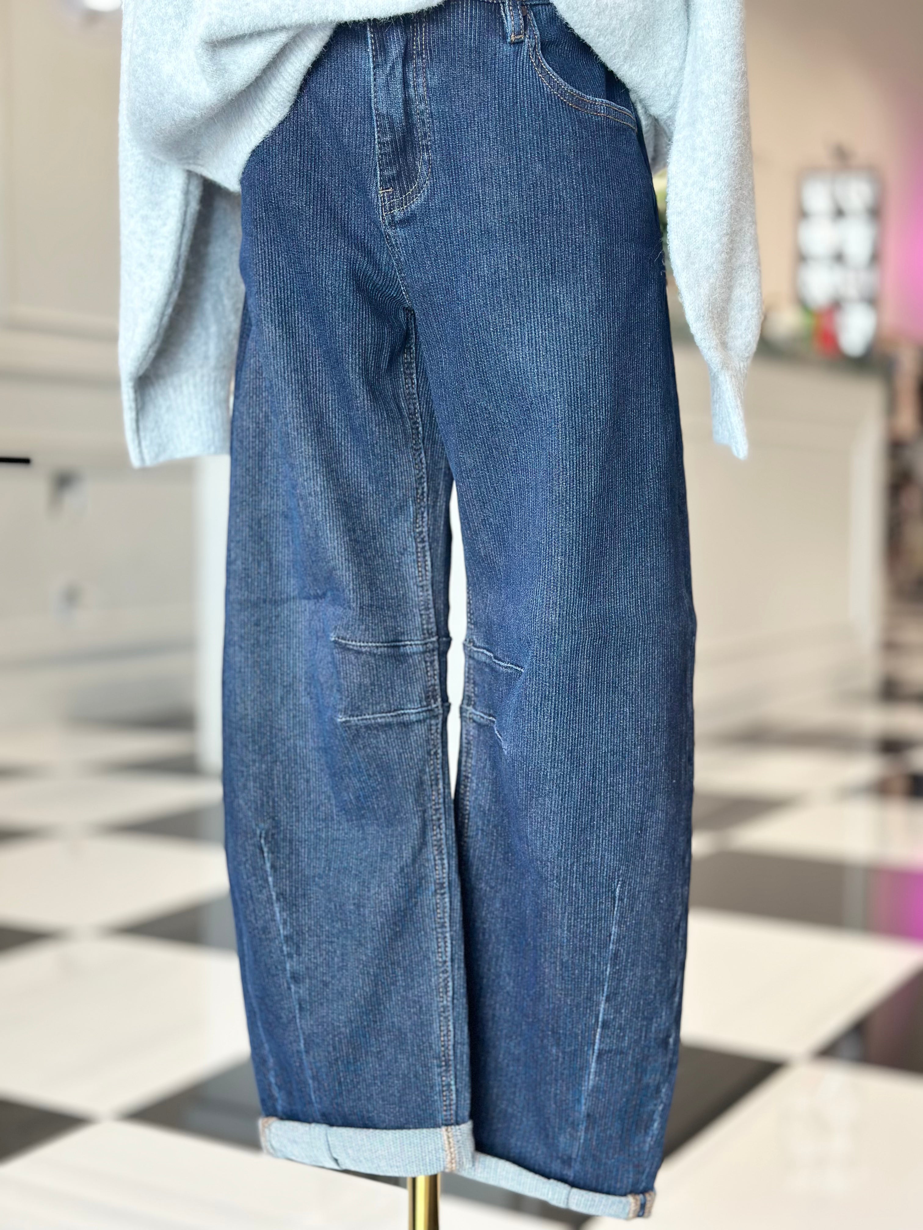 Cindy crop barrel textured jeans