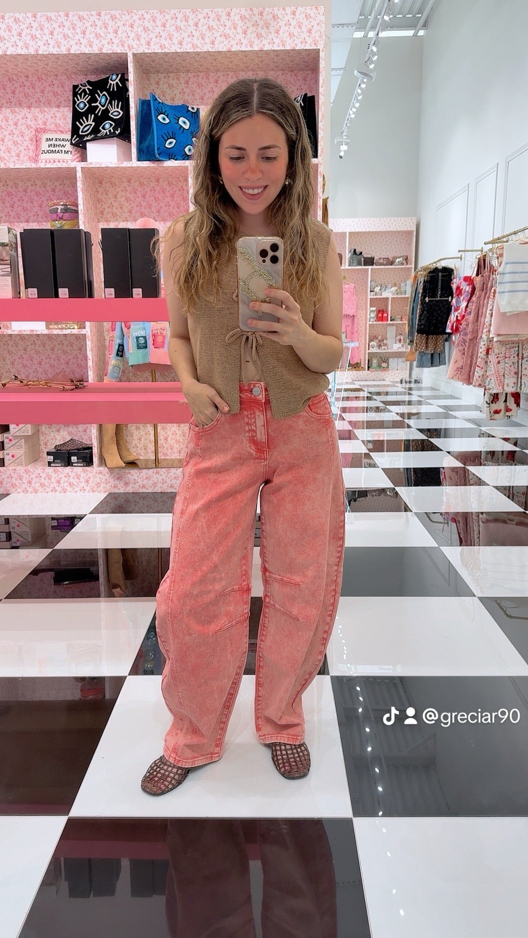 Pink barrel pants