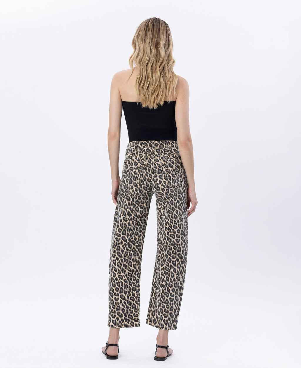 ANTONELLA HIGH RISE LEOPARD PRINT BARREL JEANS
