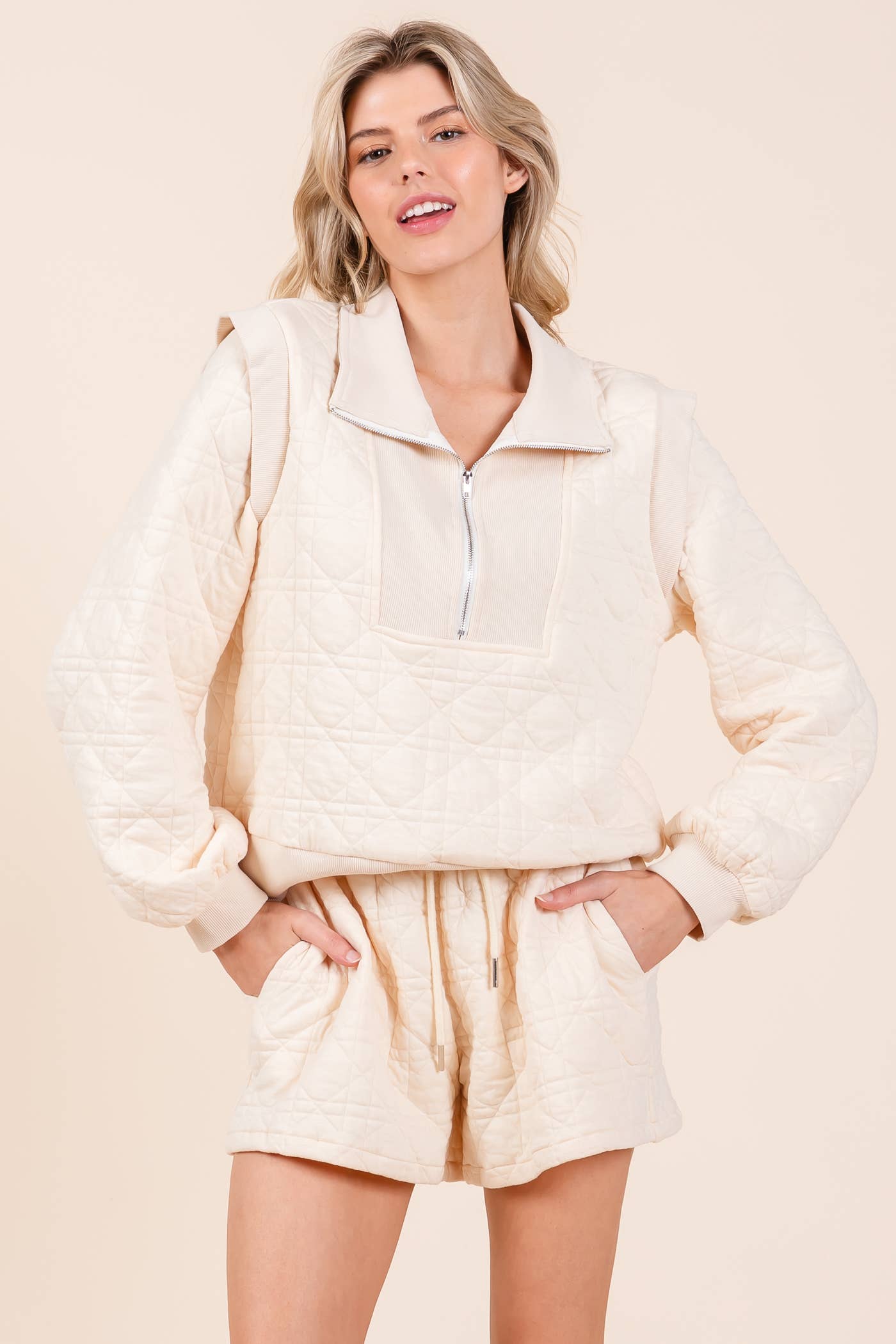 2-Piece Quilted Knit Lounge Set