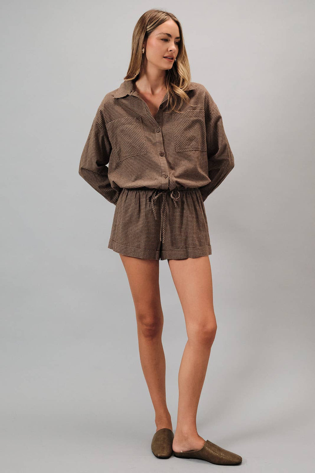 MERIDA PLAID SHIRT WITH DRAW STRING HEM