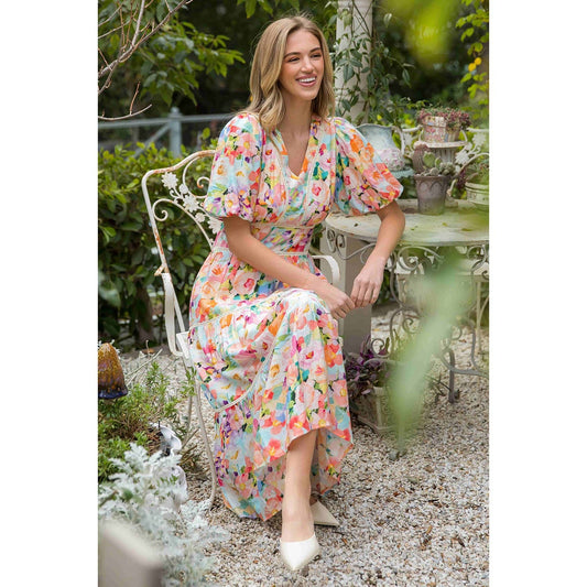 Floral Puff Sleeve Tiered Dress FINAL SALE
