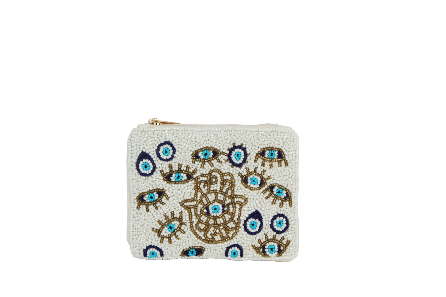 Ladies Fully Beaded Hamsa Eye Theme Coin Purse