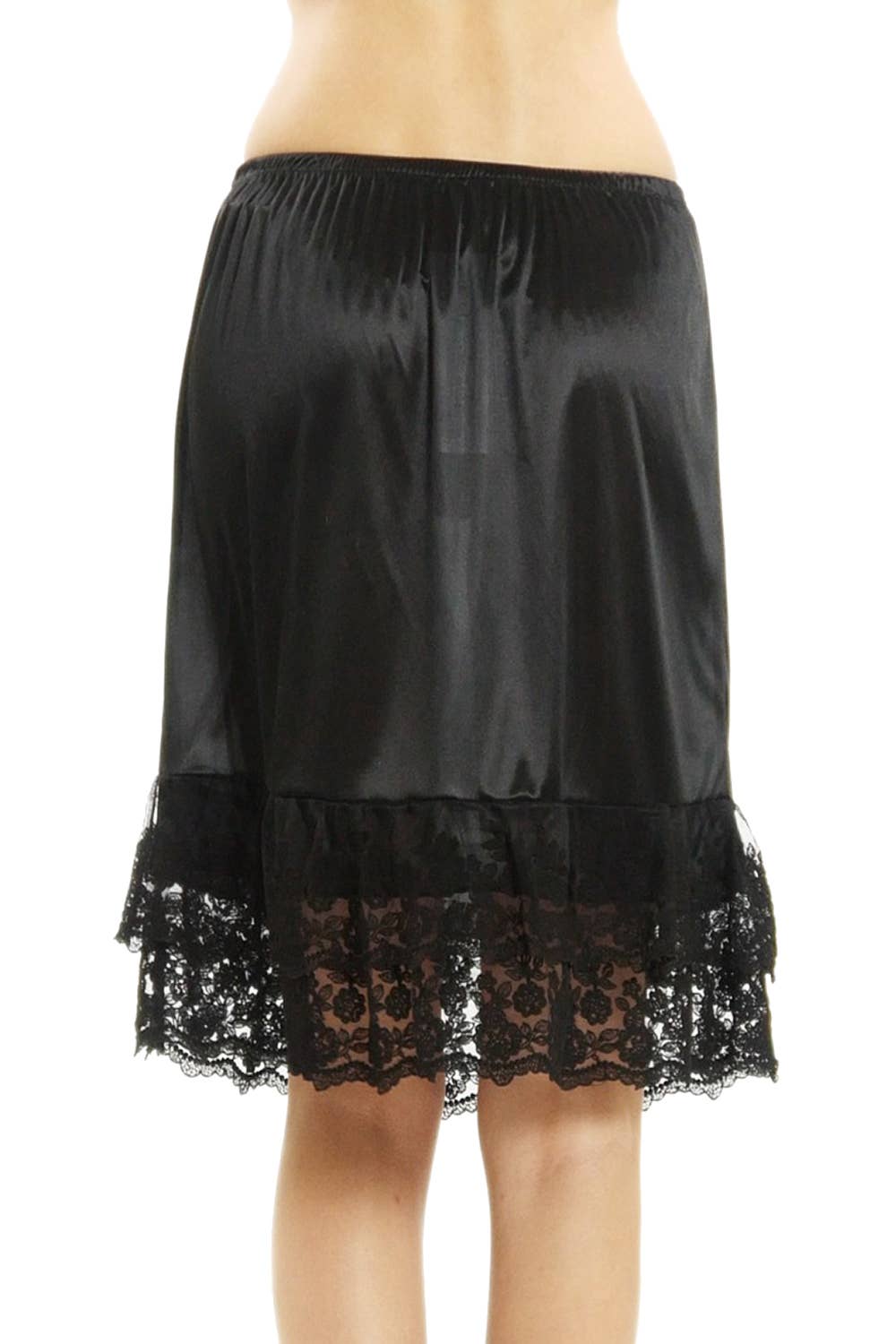 Lace satin half slip skirt