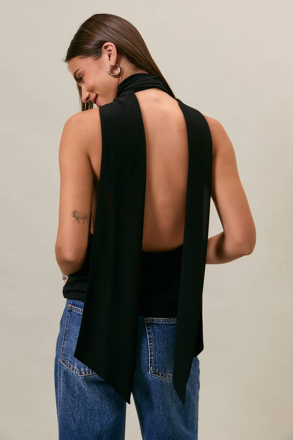 CRISTY COWL NECK TOP WITH ATTACHED SCARF