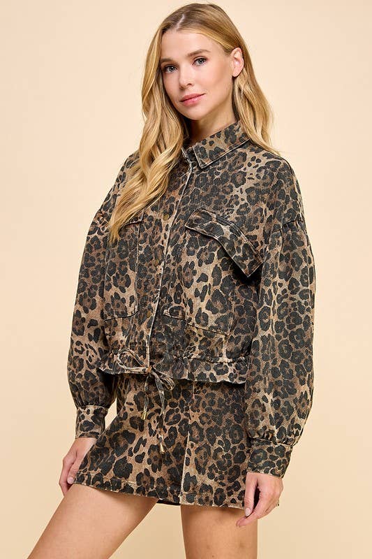 Animal Printed Button Down Jacket