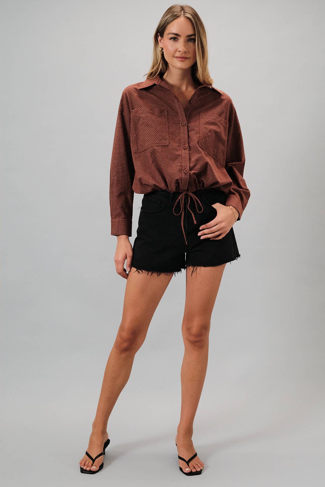 MERIDA PLAID SHIRT WITH DRAW STRING HEM