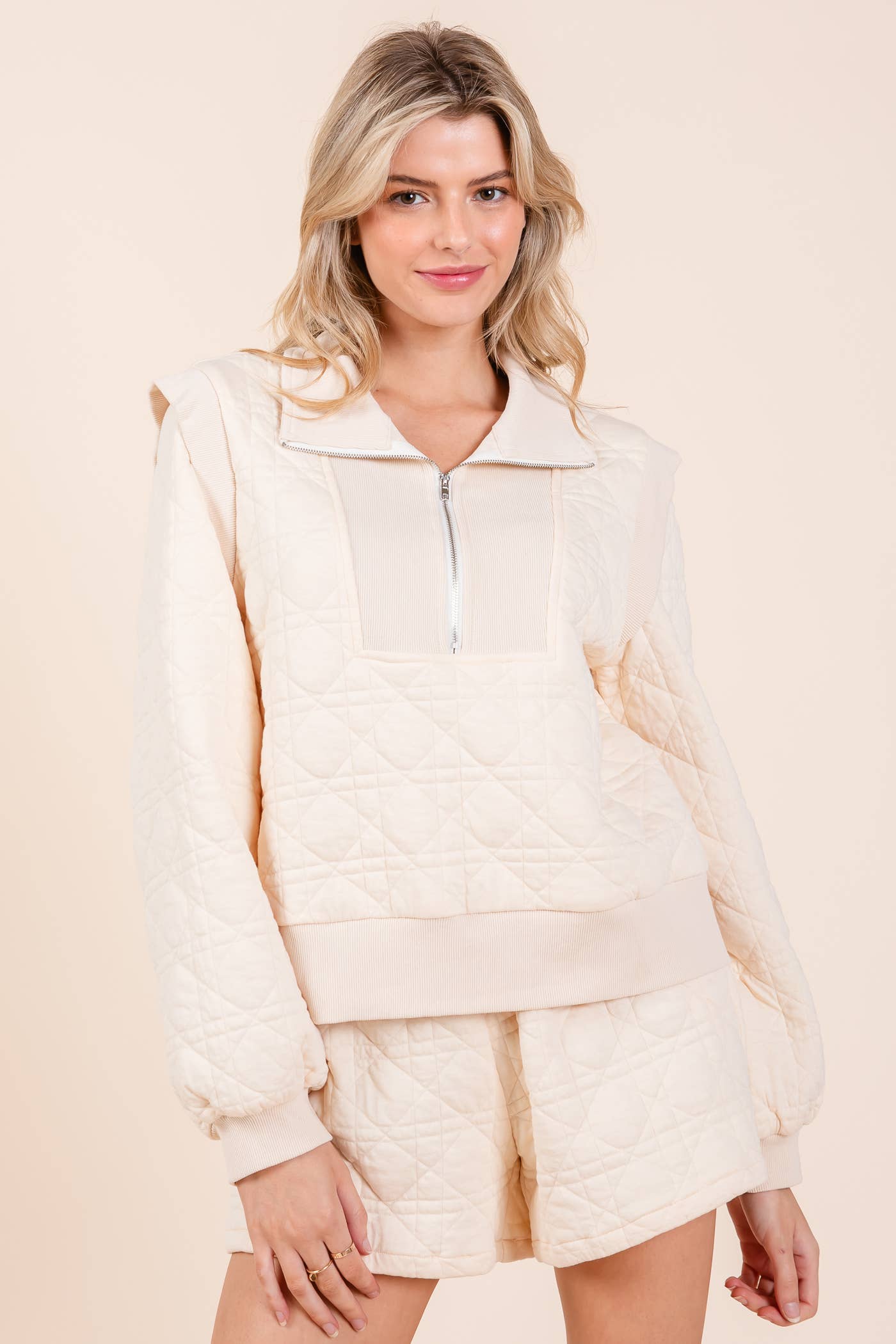 2-Piece Quilted Knit Lounge Set