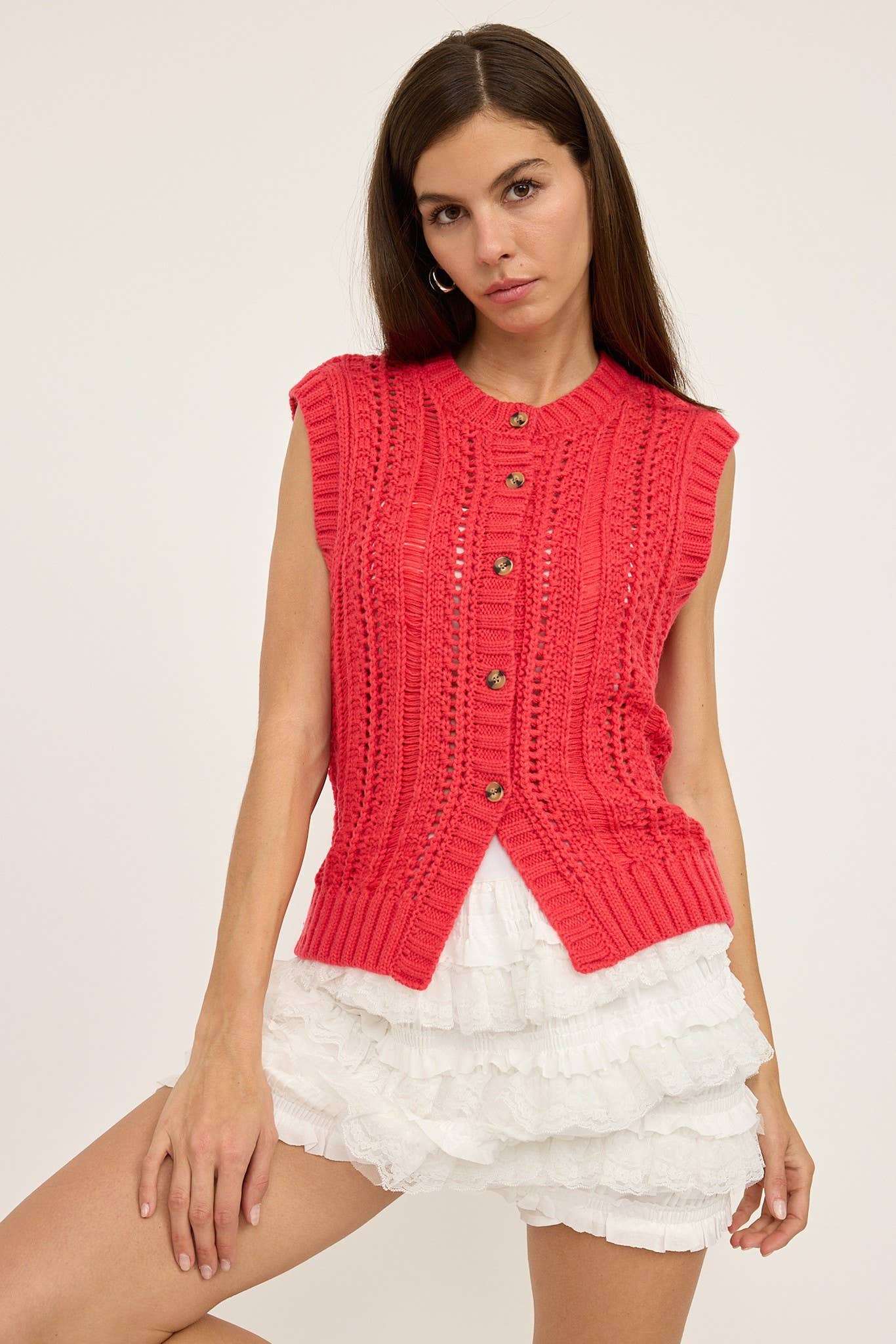 SLEEVELESS SWEATER CARDIGAN