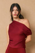 Giulia Satin Asymmetrical One Shoulder Top