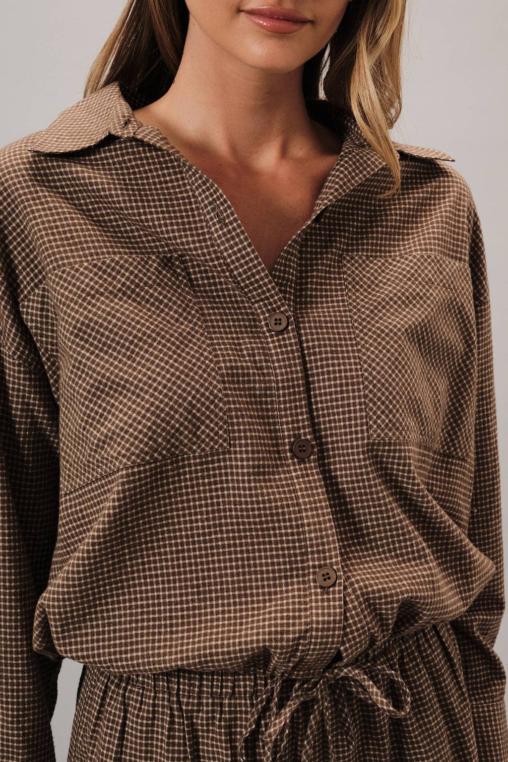 MERIDA PLAID SHIRT WITH DRAW STRING HEM