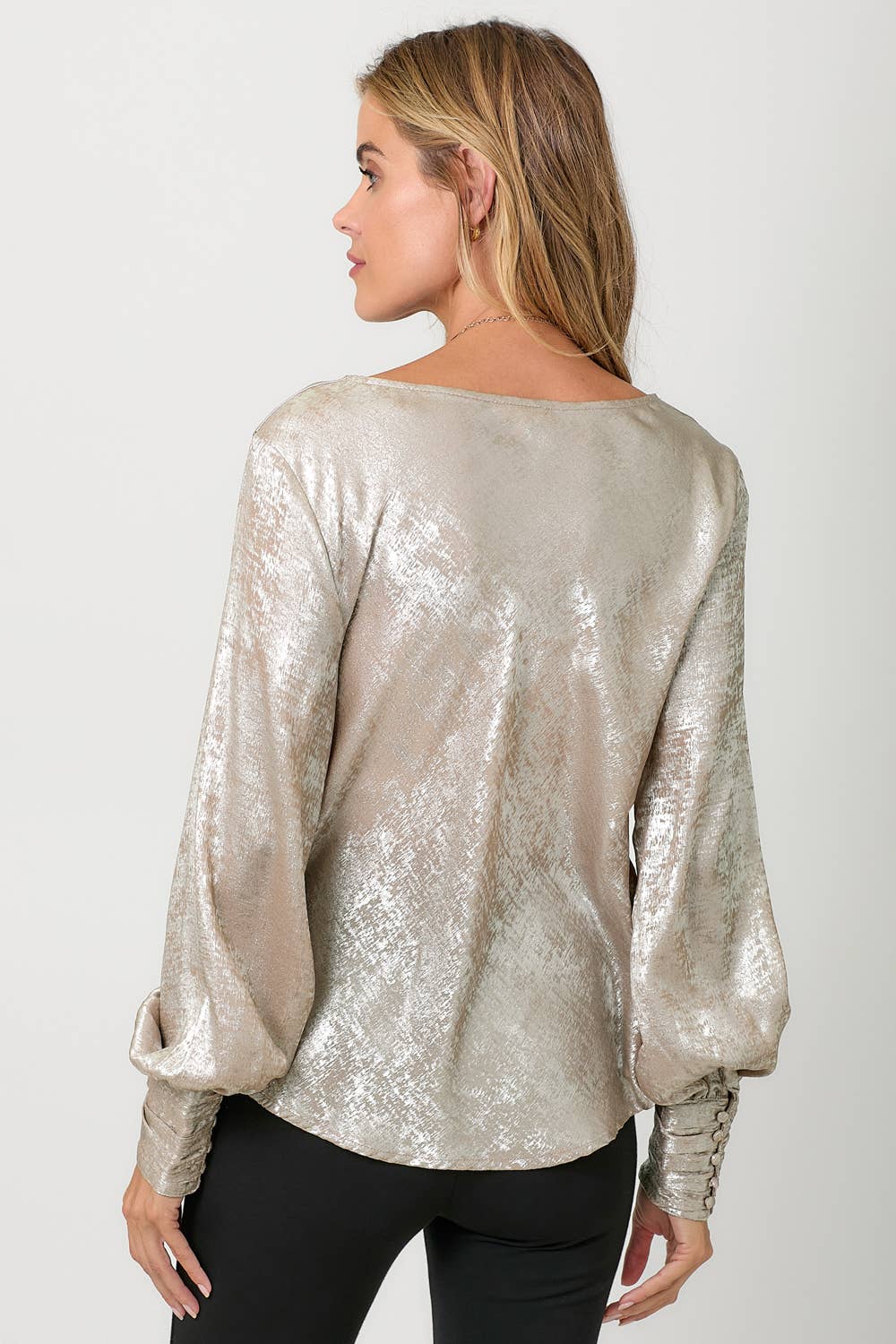 Metallic Cowl Neck Blouse