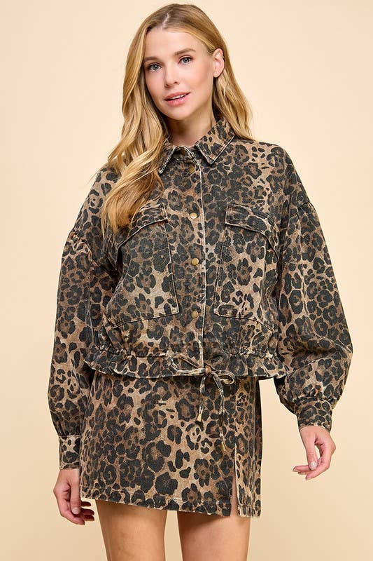 Animal Printed Button Down Jacket