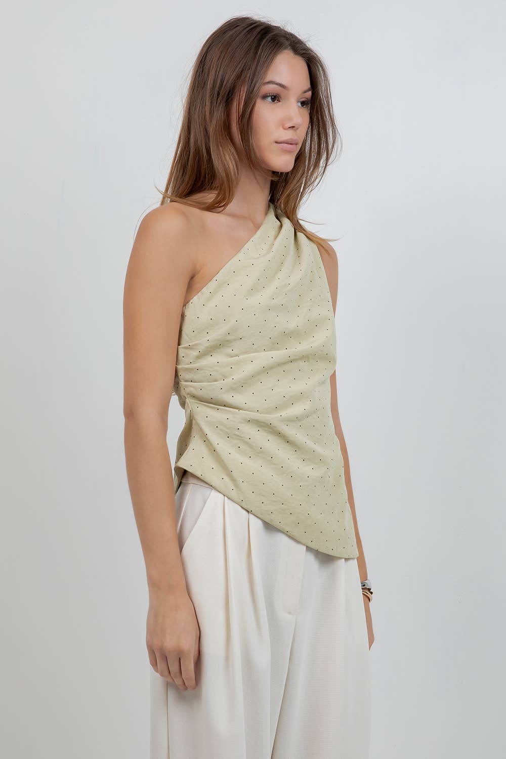ILLY ONE SHOULDER POLKA DOT TOP